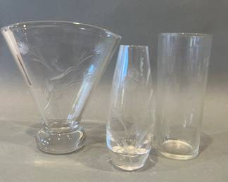 Etched Glass Vases (3)
