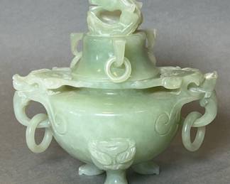Chinese Carved Stone Censer Or Incense Burner, Probably Bowenite
