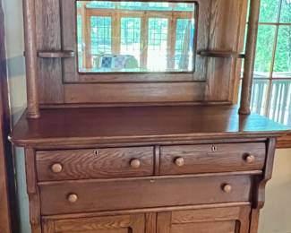 Antique sideboard with mirror hutch