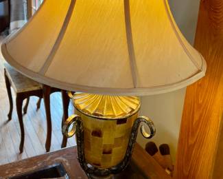 Glass and brass table lamps