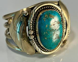 Handcrafted turquoise cuff bracelet
