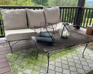 Assorted black metal patio furniture