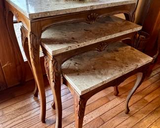 Marble top stacking tables
