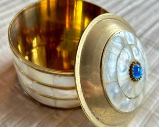 Vintage brass and mother of pearl trinket bowl