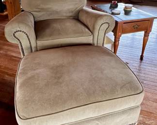 Suede armchair with matching ottoman