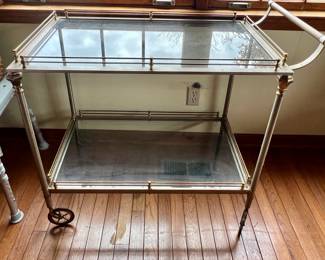 Brass and glass bar cart