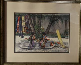 Framed watercolor signed by Myrtle Tremblay