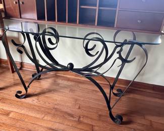 Metal glass top table