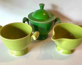 Fiesta sugar bowls and creamer
