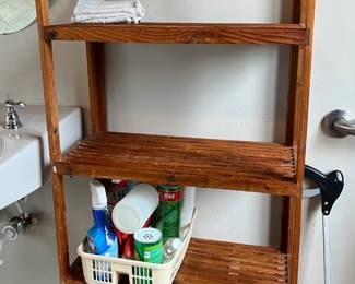 Teak bathroom shelf