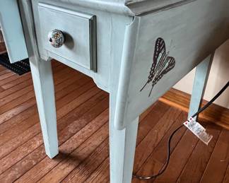 Hand painted drop leaf accent table