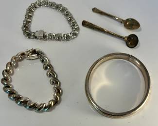 Sterling silver bracelets and spoons