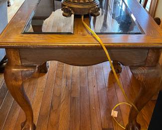 Glass top claw foot end table (1 of 2)