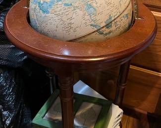 Globe on wooden base
