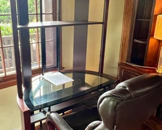 Z-line rounded computer desk with shelves