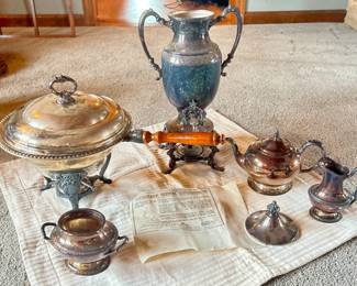Vintage silver plate serving items