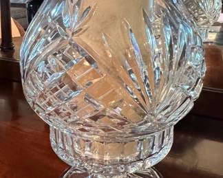 Cut crystal lantern pillar candle holder