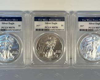 The West Point Mint 2017 Silver Eagle coins (with COA)