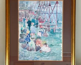 Framed watercolor signed by Prendergast