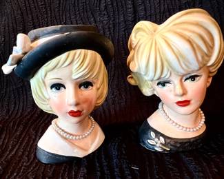 Vintage porcelain women's head vases