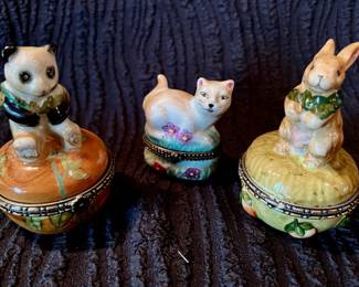 Porcelain animal trinket boxes
