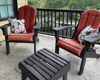 Adirondack chairs and footstool