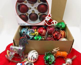 Over 24 Christmas Ornaments, Mostly Vintage & Tree Skirt
Lot #: 211