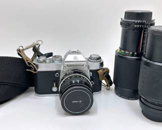 Vintage Nikkormat SLR 35MM Camera, Sigma & Bower Skylight Lenses, In Working Order
Lot #: 58