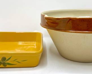 Grespots Digoin Large Mixing Bowl & Square Platter, France
Lot #: 43