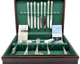 Vintage Stieff Sterling Silver Flatware Full Service For 8 In Original Box, Homewood Pattern
Lot #: 5