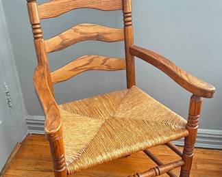 Vintage Country Farmhouse Style Ladderback Dining Chair With Caned Seat
Lot #: 72