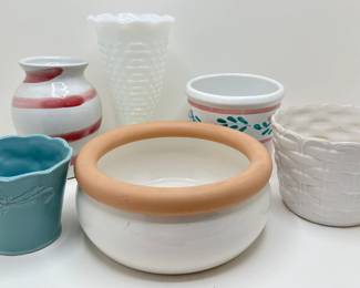 6 Vases & Bowls Including Vintage Milk Glass
Lot #: 127