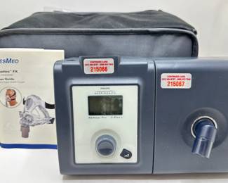 
Philips Resperonics Auto Bi-Flex Machine Bi-leve PAP, ResMed Quattro FX Full Face Mask & Accessories In Case
Lot #: 224