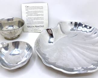 2 Wilton Armetale Petwer Serving Bowls & Monogrammed Steiff Bowl
Lot #: 97