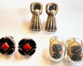 
3 Pairs Sterling Silver Vintage Clip-On Earrings: From Thailand, Mexico & By Nakai
Lot #: 112
