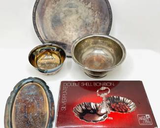 4 Silverplate Platters & New In Box Silver Plate Candy Dish
Lot #: 187