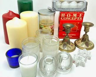 Enameled Metal Candlesticks & Candles, Some New In Box
Lot #: 213