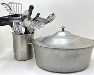 Large Club Premium Ware Pot With Lid & Over 12 Kitchen Tools In Stainless Steel Canister
Lot #: 86