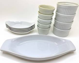 Farberware Serving Dish, 4 Apilco Augratin Dishes From France & 9 Ramekins
Lot #: 98