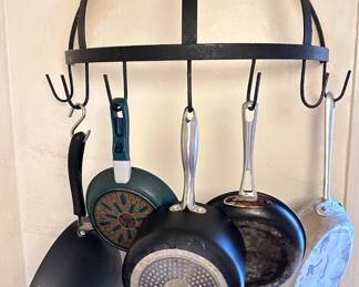 Iron Pot Rack With 5 Pots Including T-Fal Wok, Cuisinart, Al Clad, Michelain & More
Lot #: 85