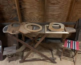 Antique Wooden Folding Iron Table
