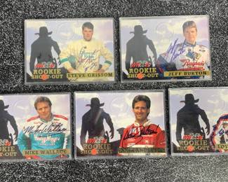 Signed rookie cards - Grissom, Burton, Wallace, Andretti, Allen