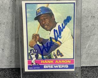 Autographed Hank Aaron baseball card