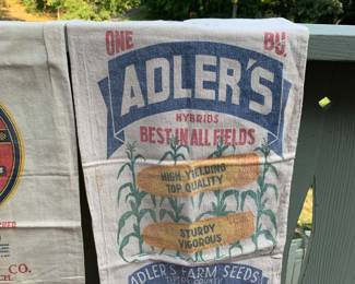 Vintage Advertising Cloth Sacks - Adler's Farm Seeds