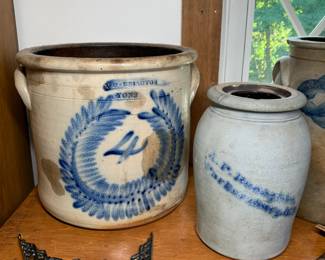 T Harrington Lyons Crock - 4 Gal & A.P. Donaghho Parkersburg, WV Crock