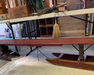 Antique Wood Sled, Bobsled, Toboggan Bench