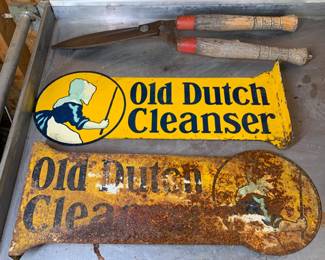 Old Dutch Cleanser Flanges (There are 3 total - only 2 are pictured here) The backside of the rusted one is in nice condition!