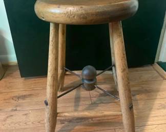 WWII Wood Mess Hall Stool 