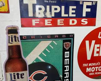 Miller Lite Chicago Bears Sign - Large. Triple "F" Feeds Sign