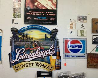 Leinenkugel Sunset Wheat Beer Metal Sign & Pepsi Metal Sign